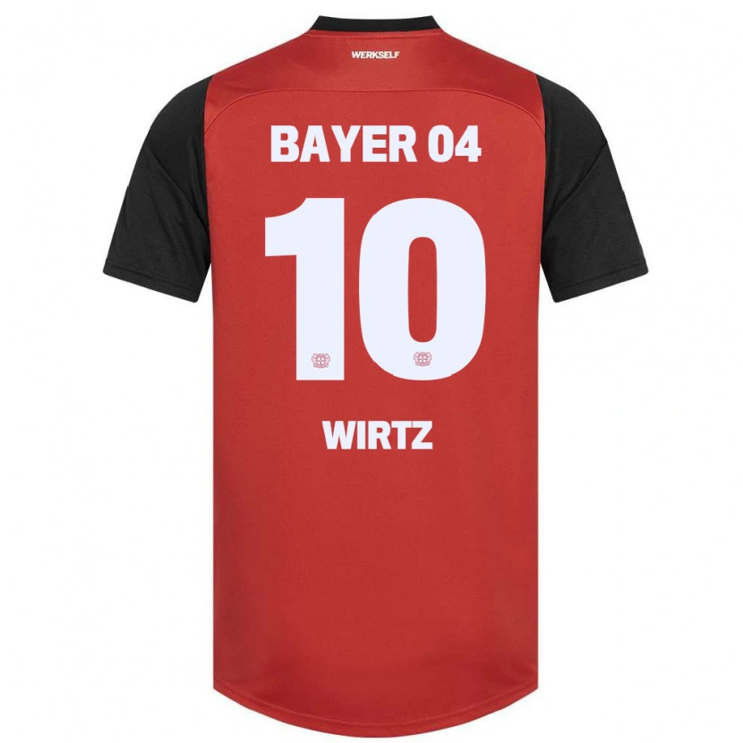 Danxen Kinder Florian Wirtz #10 Rot Schwarz Heimtrikot Trikot 2024/25 T-Shirt