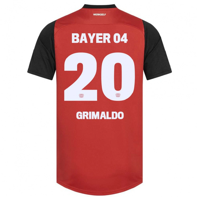 Danxen Kinder Alejandro Grimaldo #20 Rot Schwarz Heimtrikot Trikot 2024/25 T-Shirt