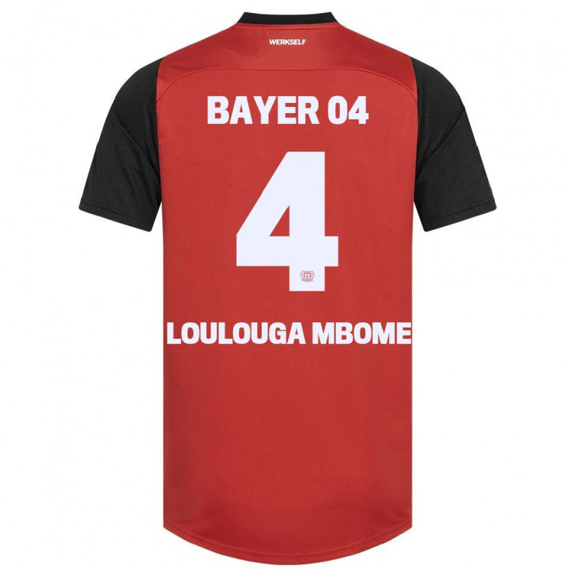 Danxen Kinder Adrien Loulouga Mbome #4 Rot Schwarz Heimtrikot Trikot 2024/25 T-Shirt