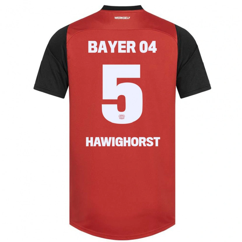 Danxen Kinder Ben Hawighorst #5 Rot Schwarz Heimtrikot Trikot 2024/25 T-Shirt