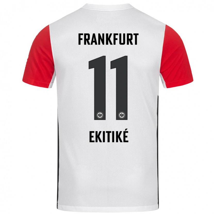 Danxen Kinder Hugo Ekitiké #11 Weiß Rot Heimtrikot Trikot 2024/25 T-Shirt