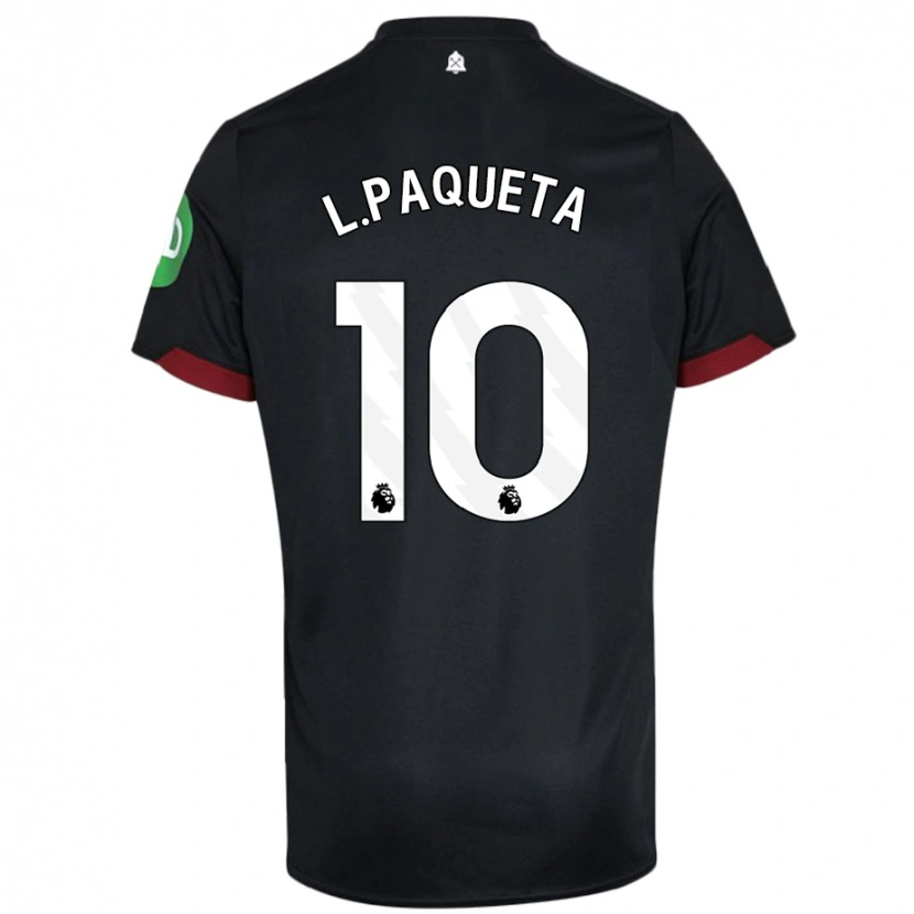 Danxen Kinder Lucas Paquetá #10 Schwarz Weiß Auswärtstrikot Trikot 2024/25 T-Shirt