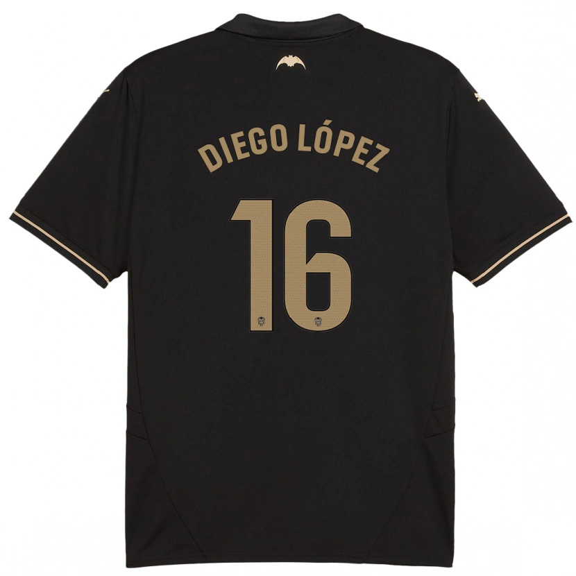 Danxen Kinder Diego López #16 Schwarz Auswärtstrikot Trikot 2024/25 T-Shirt