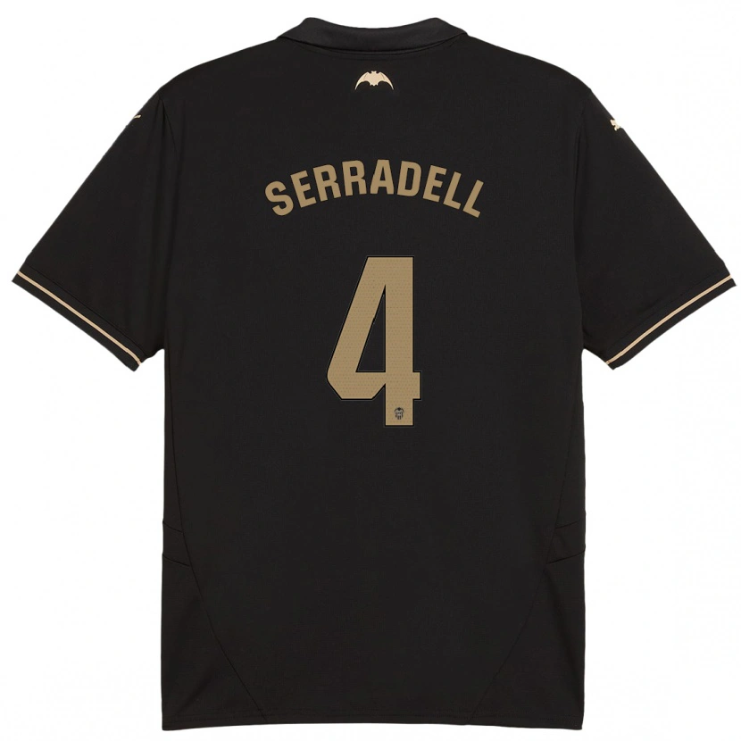 Danxen Kinder Álex Serradell #4 Schwarz Auswärtstrikot Trikot 2024/25 T-Shirt