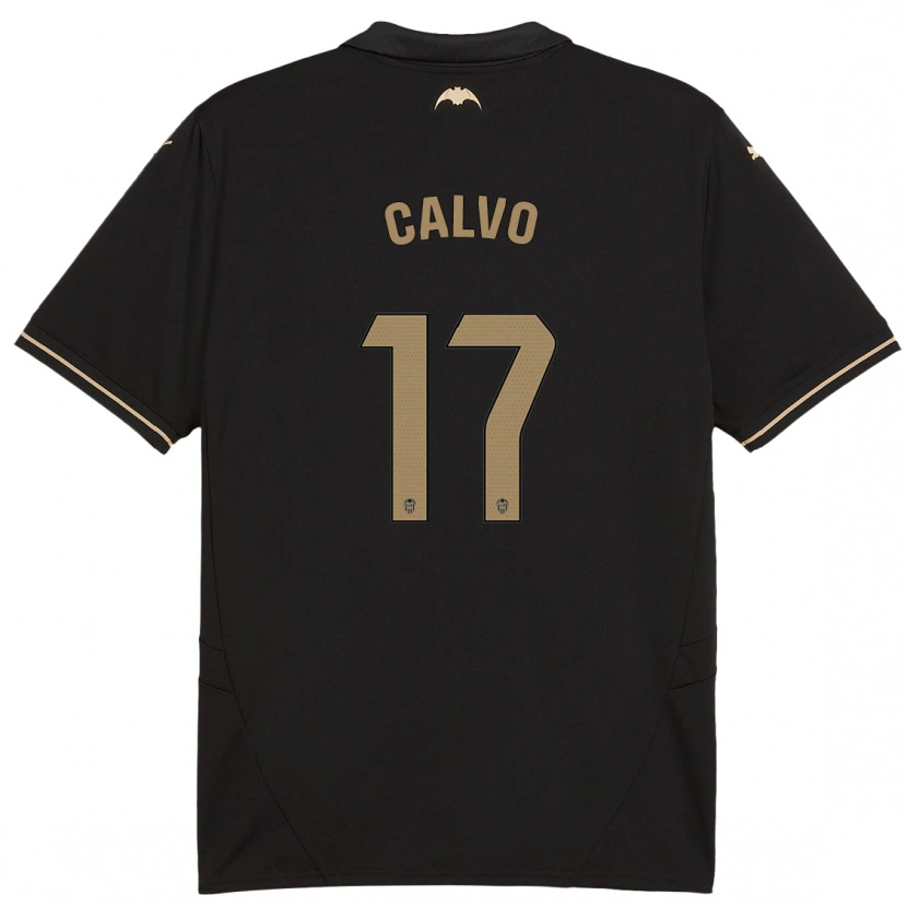 Danxen Kinder Borja Calvo #17 Schwarz Auswärtstrikot Trikot 2024/25 T-Shirt