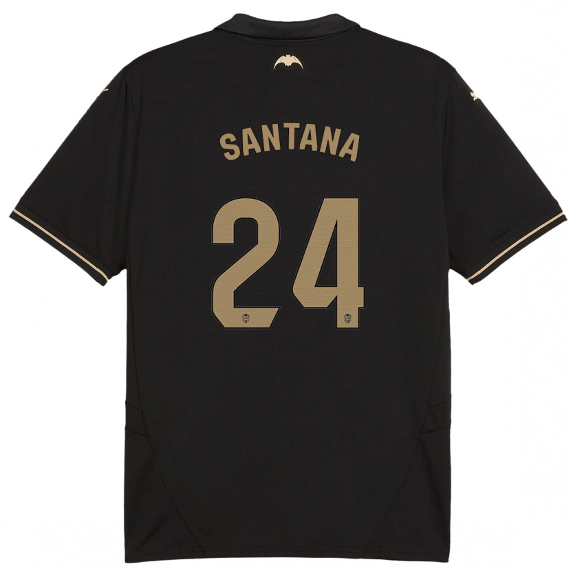 Danxen Kinder Ismael Santana #24 Schwarz Auswärtstrikot Trikot 2024/25 T-Shirt