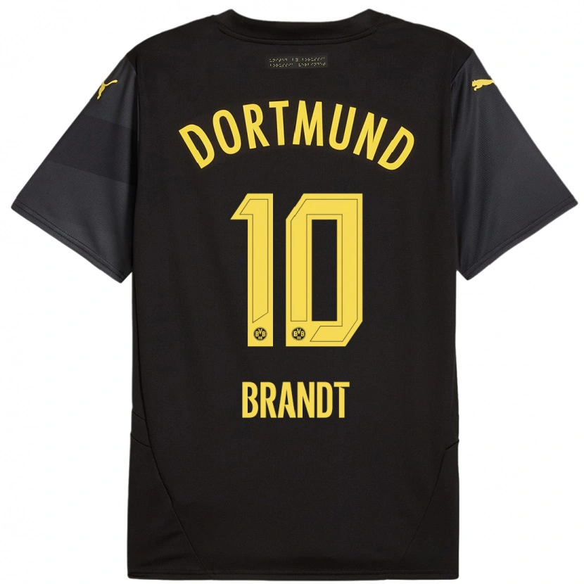 Danxen Kinder Julian Brandt #10 Schwarz Gelb Auswärtstrikot Trikot 2024/25 T-Shirt