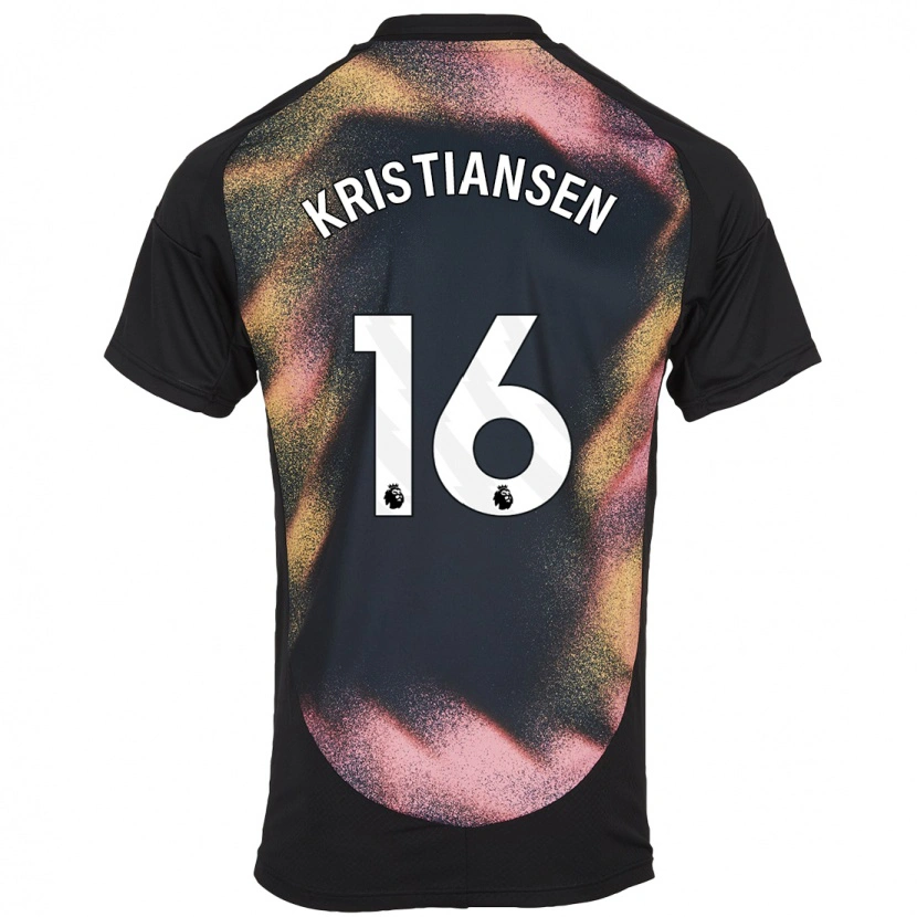 Danxen Kinder Victor Kristiansen #16 Schwarz Weiß Auswärtstrikot Trikot 2024/25 T-Shirt