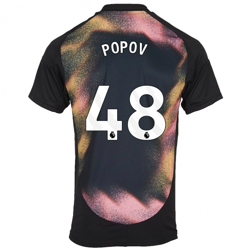 Danxen Kinder Chris Popov #48 Schwarz Weiß Auswärtstrikot Trikot 2024/25 T-Shirt