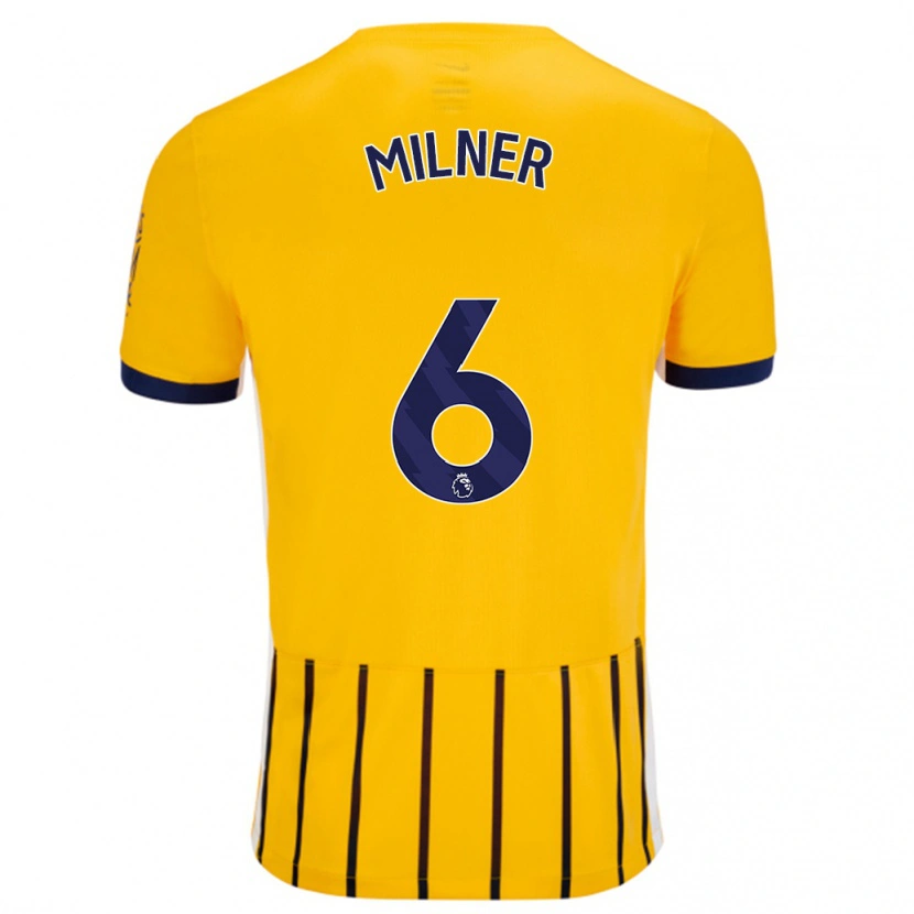 Danxen Kinder James Milner #6 Gold Blau Nadelstreifen Auswärtstrikot Trikot 2024/25 T-Shirt