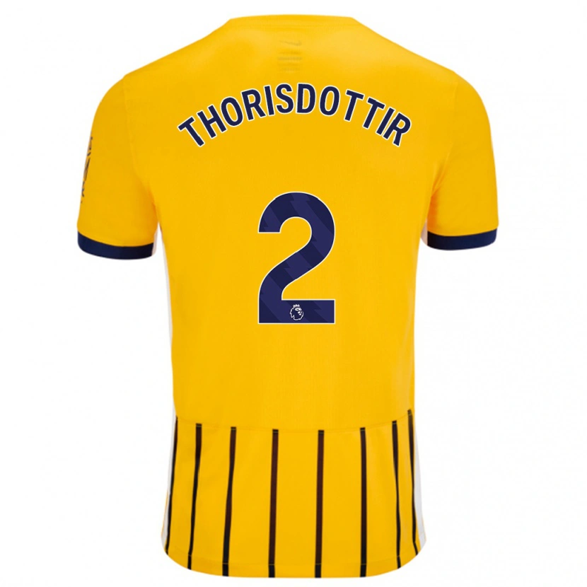 Danxen Kinder Maria Thorisdottir #2 Gold Blau Nadelstreifen Auswärtstrikot Trikot 2024/25 T-Shirt