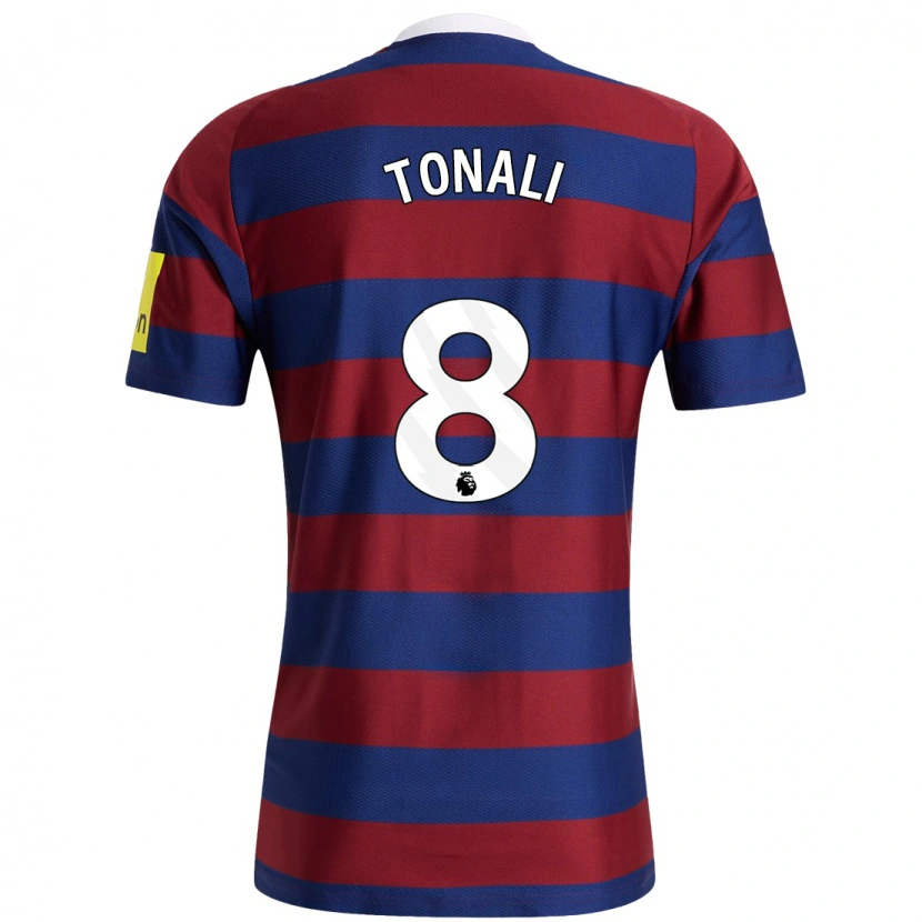 Danxen Kinder Sandro Tonali #8 Burgunderrot Marineblau Auswärtstrikot Trikot 2024/25 T-Shirt