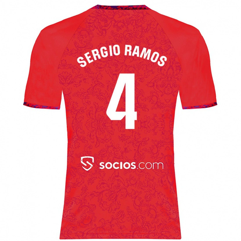 Danxen Kinder Sergio Ramos #4 Rot Auswärtstrikot Trikot 2024/25 T-Shirt