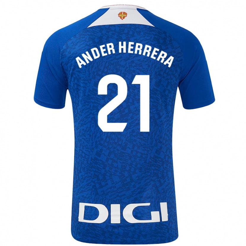 Danxen Kinder Ander Herrera #21 Königsblau Auswärtstrikot Trikot 2024/25 T-Shirt