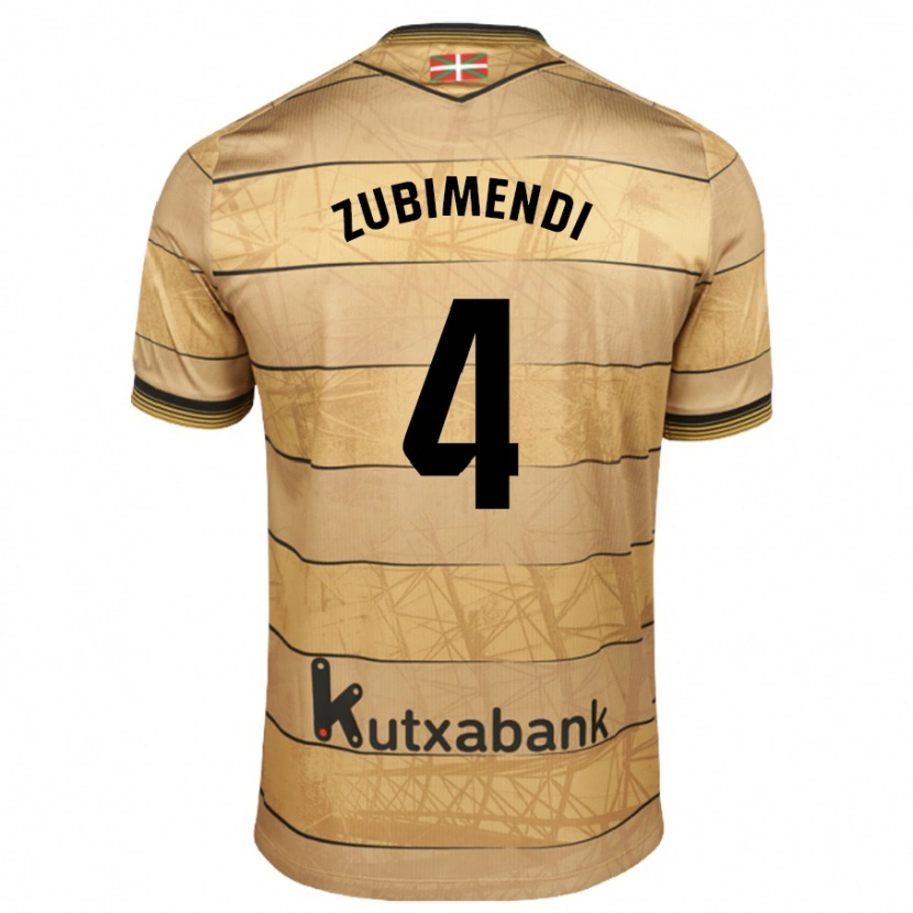 Danxen Kinder Martín Zubimendi #4 Braun Auswärtstrikot Trikot 2024/25 T-Shirt