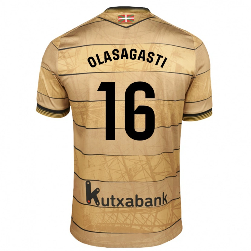 Danxen Kinder Jon Ander Olasagasti #16 Braun Auswärtstrikot Trikot 2024/25 T-Shirt