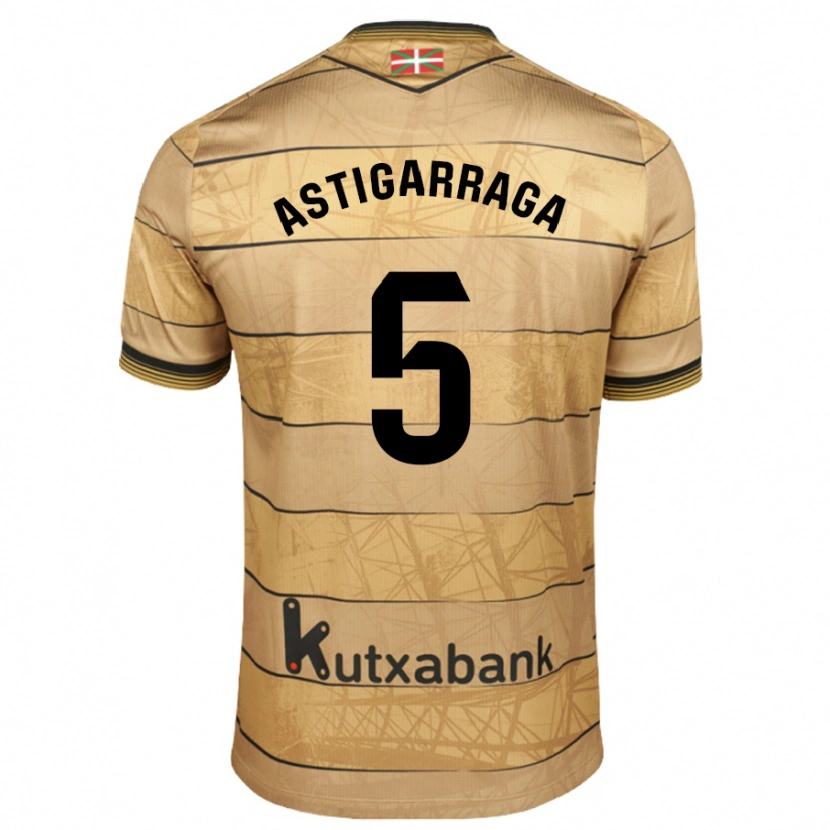 Danxen Kinder Eneko Astigarraga #5 Braun Auswärtstrikot Trikot 2024/25 T-Shirt