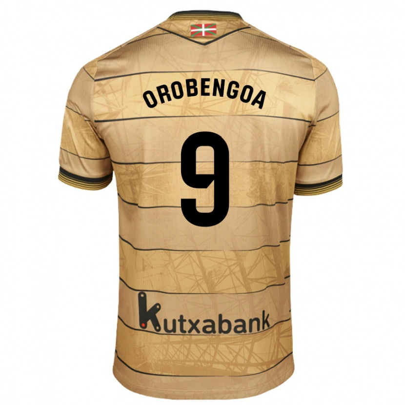 Danxen Kinder Ekain Orobengoa #9 Braun Auswärtstrikot Trikot 2024/25 T-Shirt