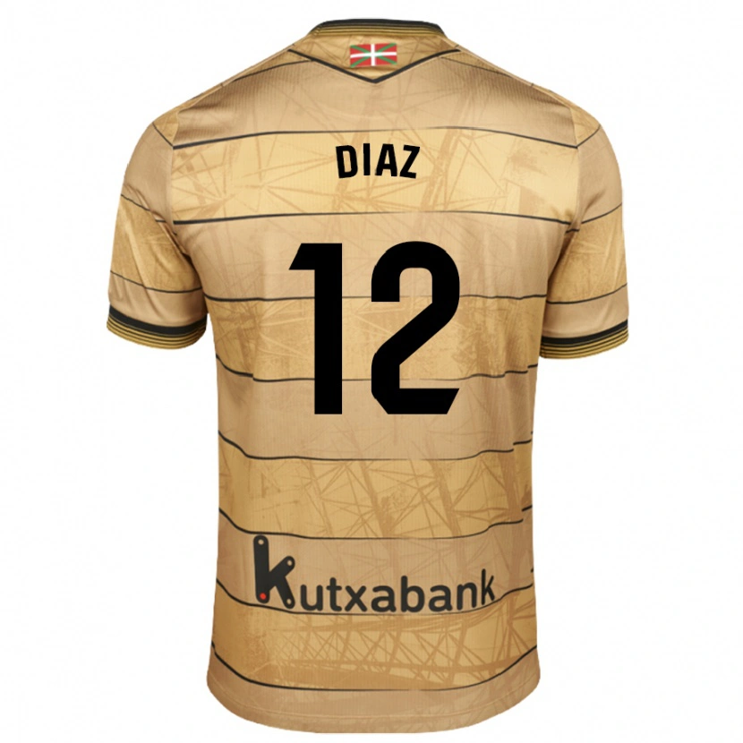 Danxen Kinder Ekain Díaz #12 Braun Auswärtstrikot Trikot 2024/25 T-Shirt