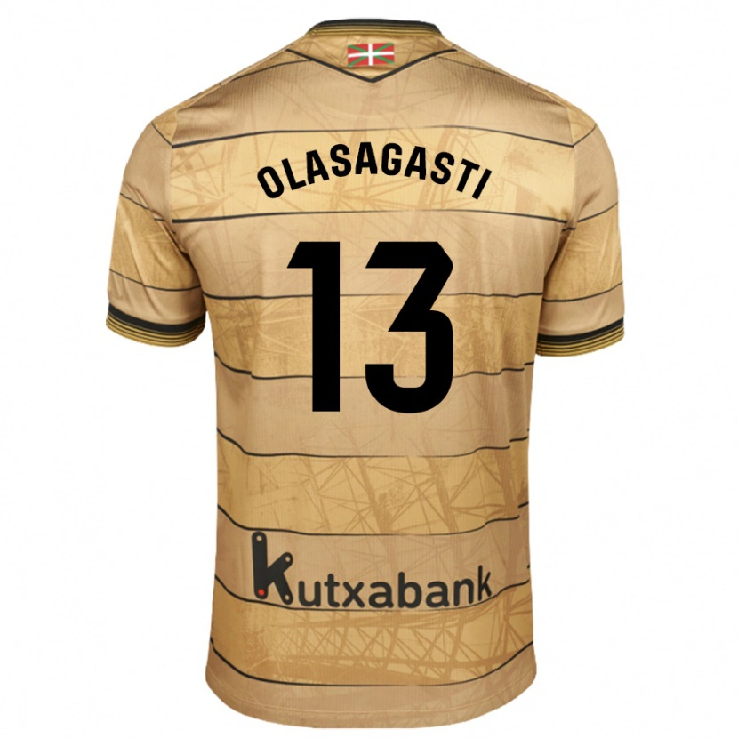 Danxen Kinder Lander Olasagasti #13 Braun Auswärtstrikot Trikot 2024/25 T-Shirt