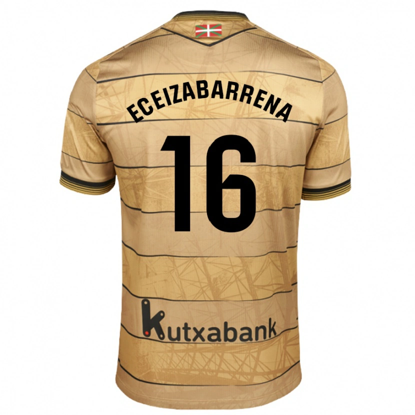 Danxen Kinder Jon Eceizabarrena #16 Braun Auswärtstrikot Trikot 2024/25 T-Shirt