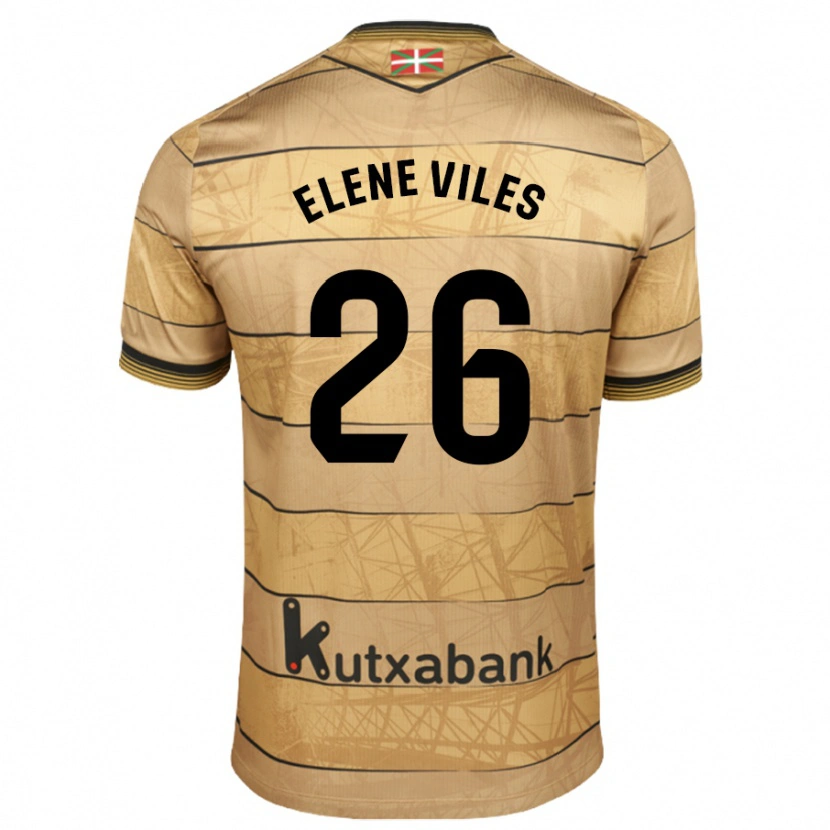 Danxen Kinder Elene Viles Odriozola #26 Braun Auswärtstrikot Trikot 2024/25 T-Shirt