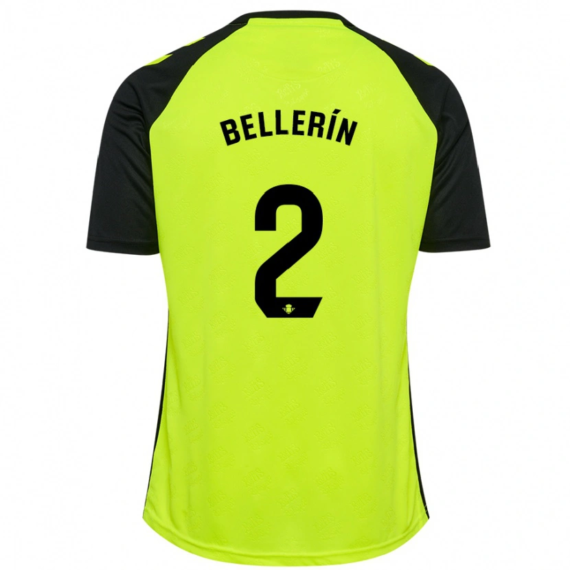 Danxen Kinder Héctor Bellerín #2 Fluoreszierendes Gelb Schwarz Auswärtstrikot Trikot 2024/25 T-Shirt