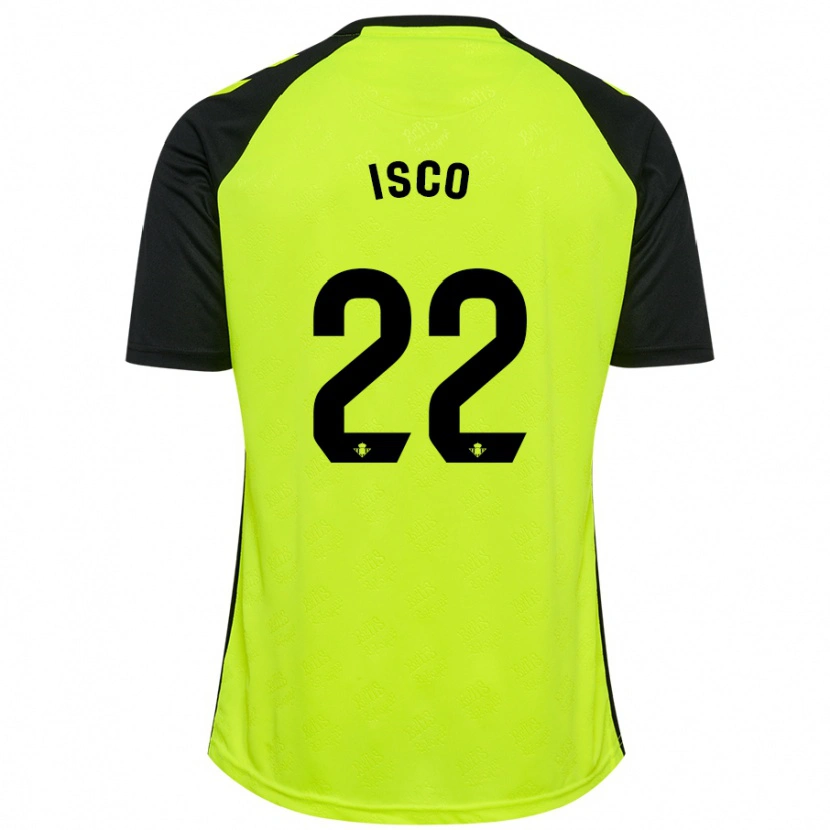 Danxen Kinder Isco #22 Fluoreszierendes Gelb Schwarz Auswärtstrikot Trikot 2024/25 T-Shirt