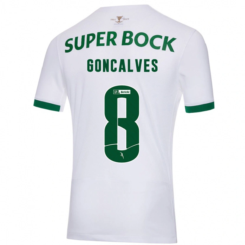 Danxen Kinder Pedro Gonçalves #8 Weiß Grün Auswärtstrikot Trikot 2024/25 T-Shirt