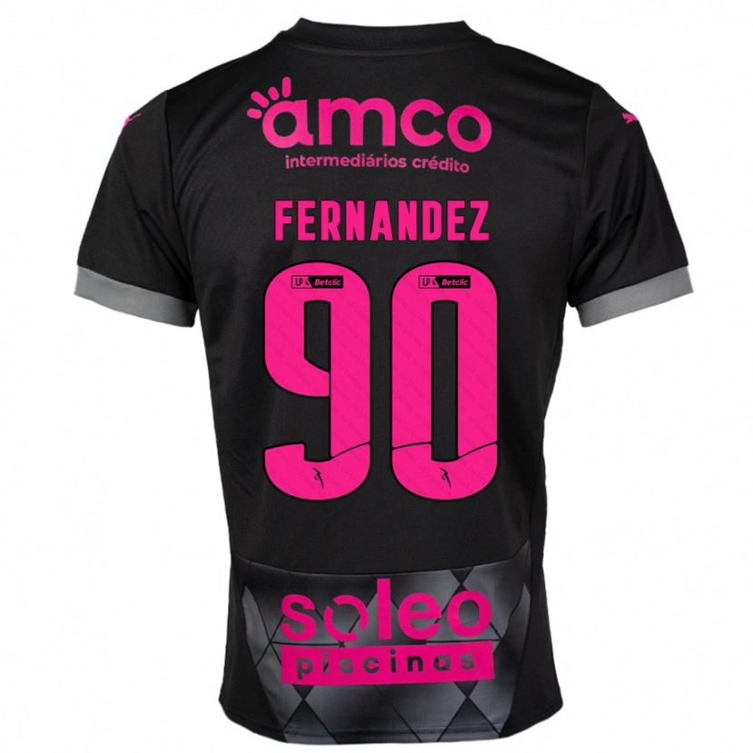 Danxen Kinder Roberto Fernández #90 Schwarz Rosa Auswärtstrikot Trikot 2024/25 T-Shirt