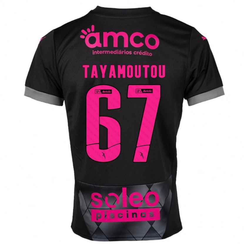 Danxen Kinder Enzo Tayamoutou #67 Schwarz Rosa Auswärtstrikot Trikot 2024/25 T-Shirt