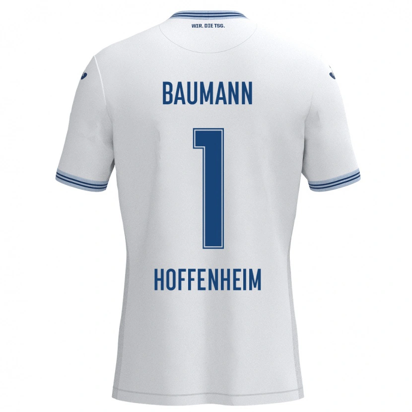 Danxen Kinder Oliver Baumann #1 Weiß Blau Auswärtstrikot Trikot 2024/25 T-Shirt