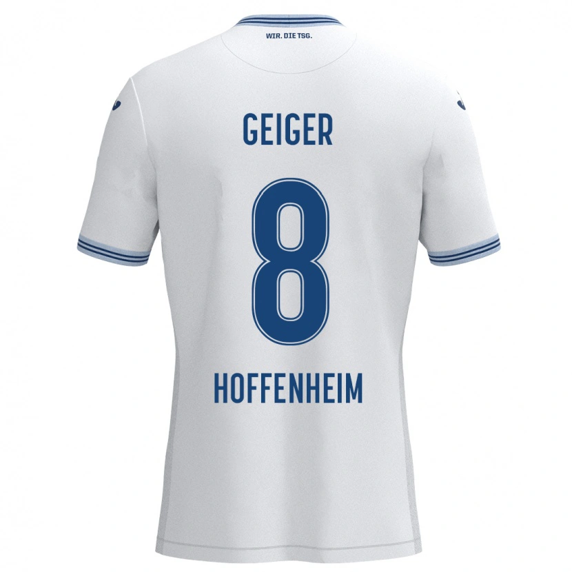 Danxen Kinder Dennis Geiger #8 Weiß Blau Auswärtstrikot Trikot 2024/25 T-Shirt