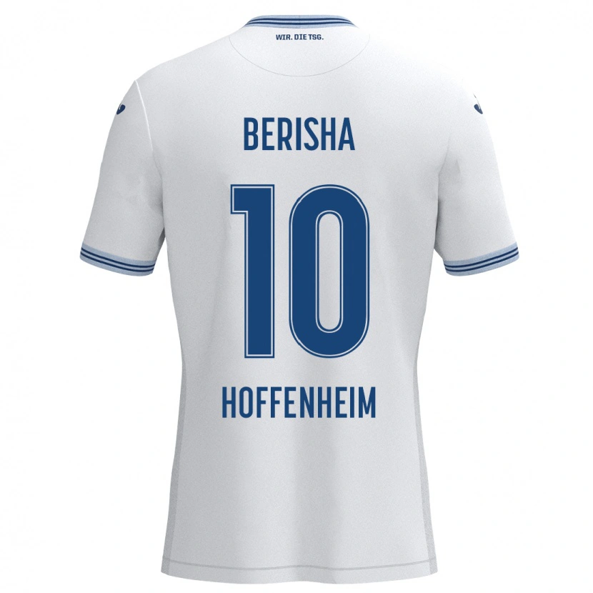 Danxen Kinder Mergim Berisha #10 Weiß Blau Auswärtstrikot Trikot 2024/25 T-Shirt