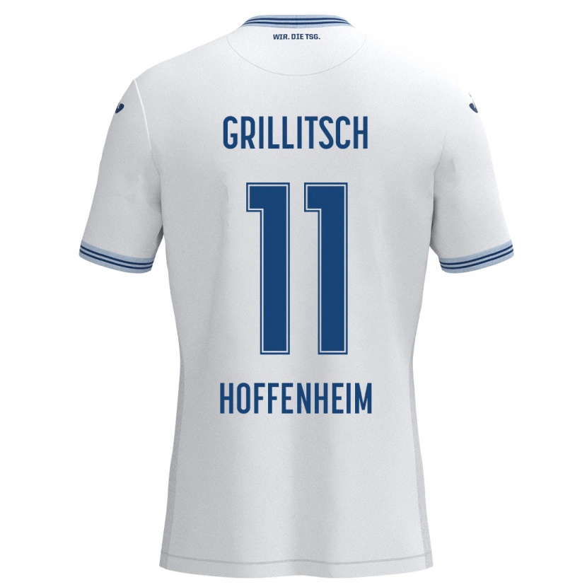 Danxen Kinder Florian Grillitsch #11 Weiß Blau Auswärtstrikot Trikot 2024/25 T-Shirt