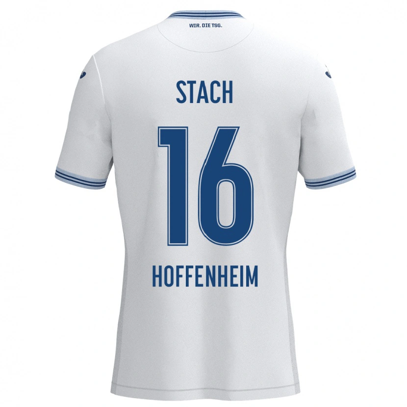 Danxen Kinder Anton Stach #16 Weiß Blau Auswärtstrikot Trikot 2024/25 T-Shirt