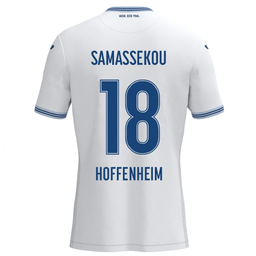 Danxen Kinder Diadié Samassékou #18 Weiß Blau Auswärtstrikot Trikot 2024/25 T-Shirt