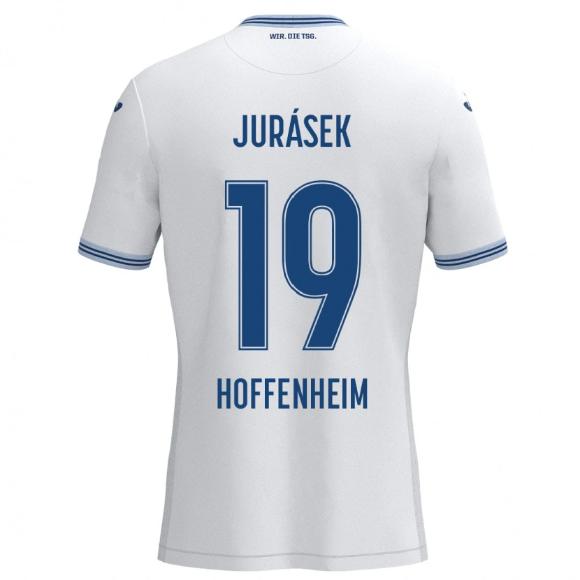 Danxen Kinder David Jurásek #19 Weiß Blau Auswärtstrikot Trikot 2024/25 T-Shirt