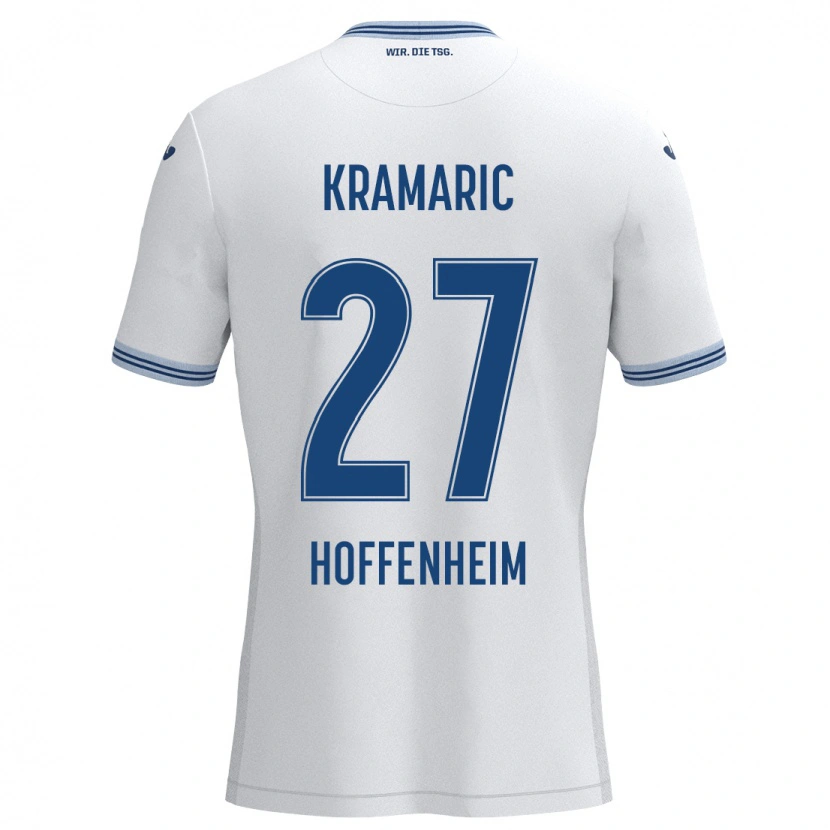 Danxen Kinder Andrej Kramaric #27 Weiß Blau Auswärtstrikot Trikot 2024/25 T-Shirt