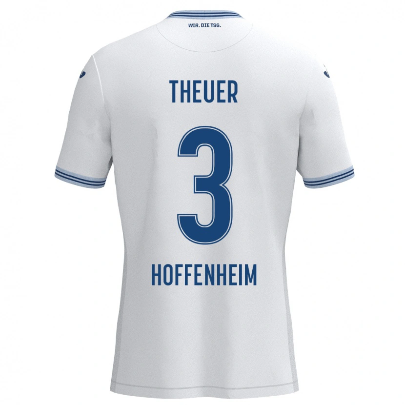 Danxen Kinder Maximilian Theuer #3 Weiß Blau Auswärtstrikot Trikot 2024/25 T-Shirt