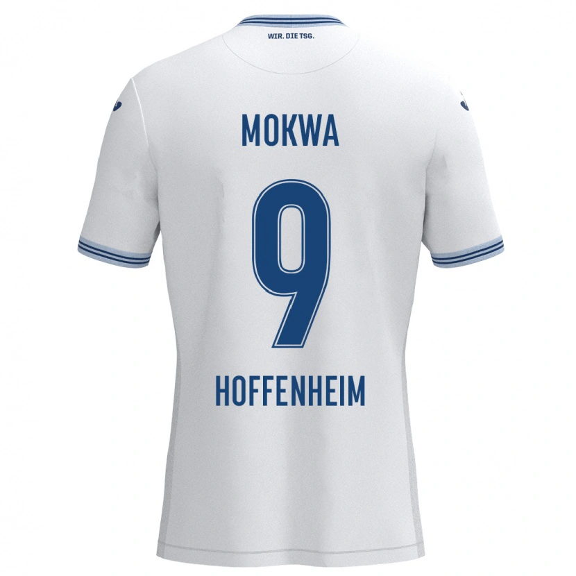 Danxen Kinder David Mokwa #9 Weiß Blau Auswärtstrikot Trikot 2024/25 T-Shirt