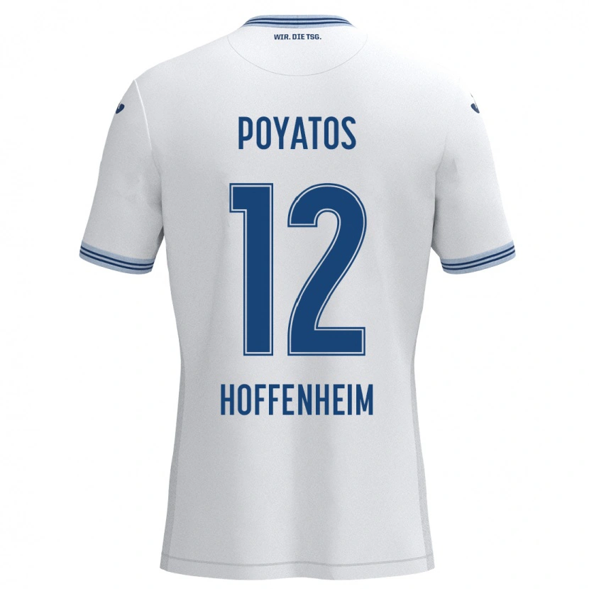 Danxen Kinder Miguel Poyatos #12 Weiß Blau Auswärtstrikot Trikot 2024/25 T-Shirt