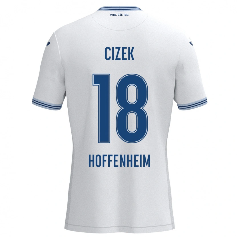 Danxen Kinder Krystof Cizek #18 Weiß Blau Auswärtstrikot Trikot 2024/25 T-Shirt