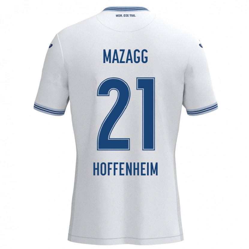 Danxen Kinder Lukas Mazagg #21 Weiß Blau Auswärtstrikot Trikot 2024/25 T-Shirt