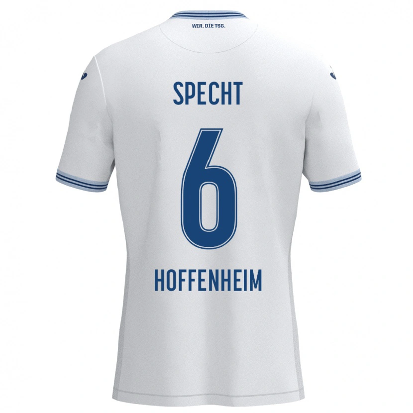 Danxen Kinder Michaela Specht #6 Weiß Blau Auswärtstrikot Trikot 2024/25 T-Shirt