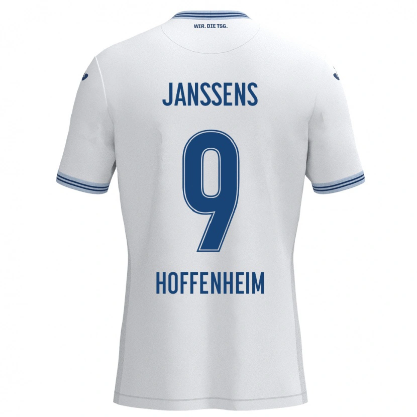 Danxen Kinder Jill Janssens #9 Weiß Blau Auswärtstrikot Trikot 2024/25 T-Shirt