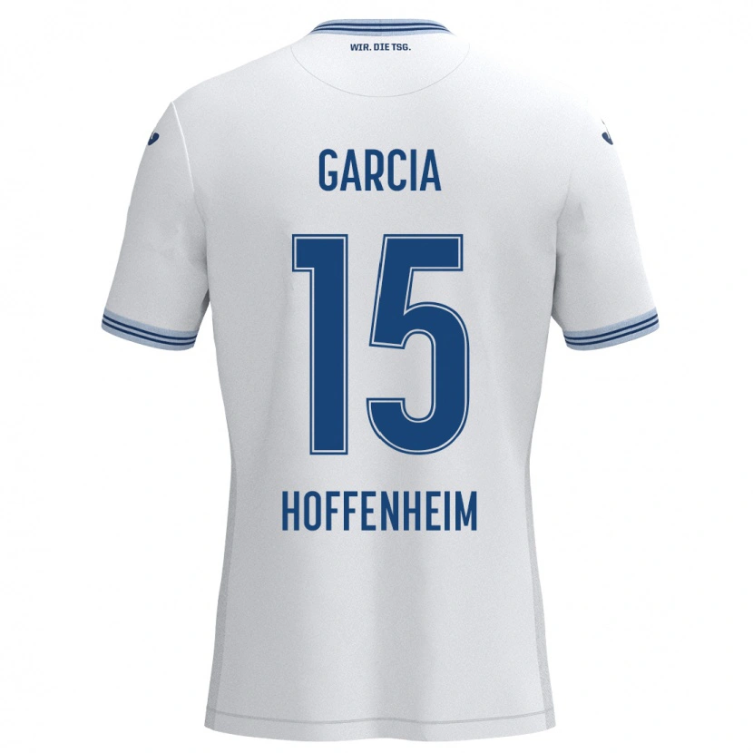 Danxen Kinder Marta Cazalla Garcia #15 Weiß Blau Auswärtstrikot Trikot 2024/25 T-Shirt