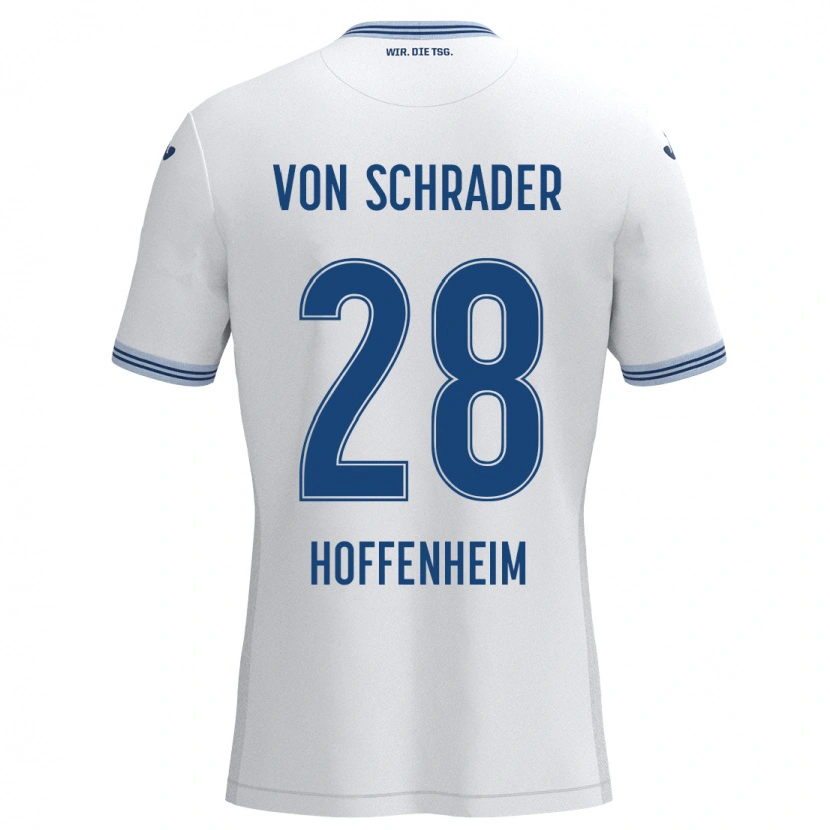 Danxen Kinder Lina Von Schrader #28 Weiß Blau Auswärtstrikot Trikot 2024/25 T-Shirt