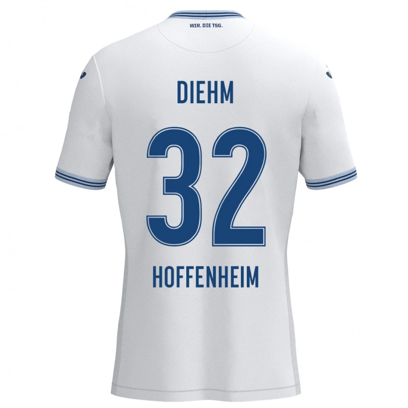 Danxen Kinder Vanessa Diehm #32 Weiß Blau Auswärtstrikot Trikot 2024/25 T-Shirt