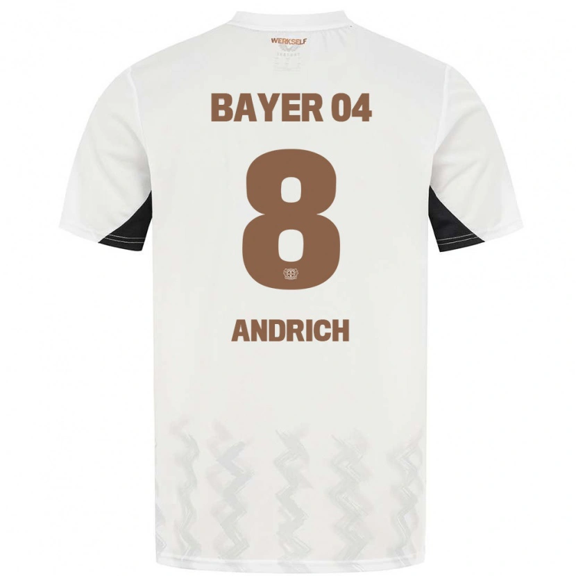 Danxen Kinder Robert Andrich #8 Weiß Schwarz Auswärtstrikot Trikot 2024/25 T-Shirt